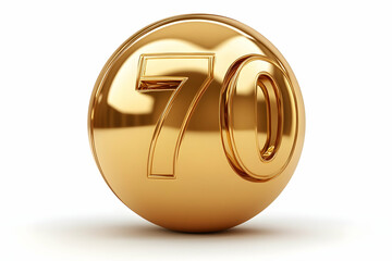 Golden sphere with the number 70