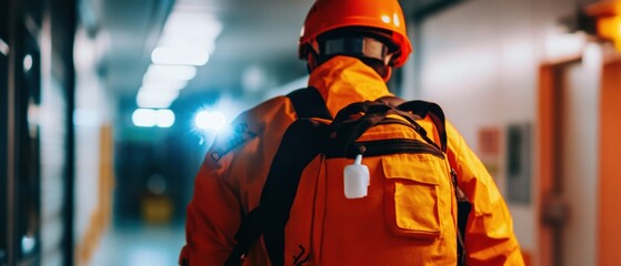 Emergency Response Innovation High-Visibility Tech-Enhanced Medical Rescue Professional in Critical Care Corridor - Urgent Healthcare Performance and Resilience Visualization