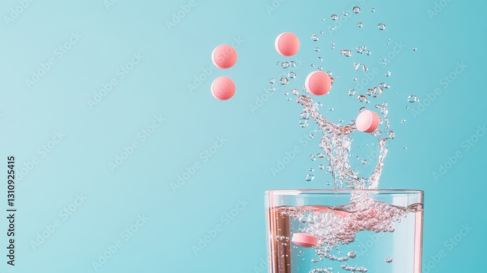 Poster minimalist hydration innovation dynamic effervescent supplement splash in pastel aqua - wellness per