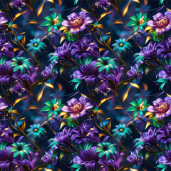 Dreamy floral seamless pattern with a mystical vibe, featuring delicate flowers floating in soft fog. Elegant and surreal botanical background for creative design.