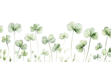 Watercolor clover isolated on white background, Lucky clover leaves with four leaf,Clover flowers background,Patricks day watercolor clipart,Spring flower pattern,St. Patrick s day seamless pattern.