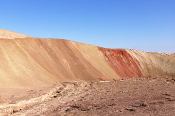 Beautiful mountains with red soil in Khizi. Azerbaijan.