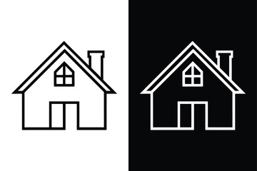 Minimalist Home Icon. Sleek Real Estate Symbols for Modern Designs