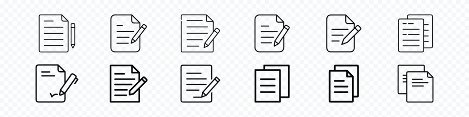 Document Edit Icon – File and Pencil Symbol, Edit file icon, note, sign up icon, Edit file vector icon set. Document modification icon, sign up icon