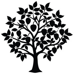 Tree with leaves  Silhouette