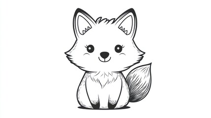 Obraz premium A Simple Black And White Cartoon Drawing Of A Fox