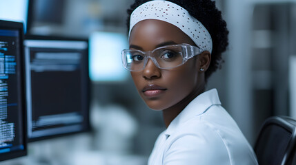 Data scientist in modern tech lab innovative solutions and focused intelligence