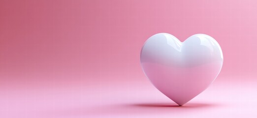 A white heart is on a pink background