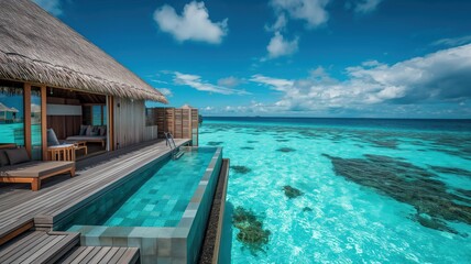 Fototapeta premium Resort with infinity pool on the ocean