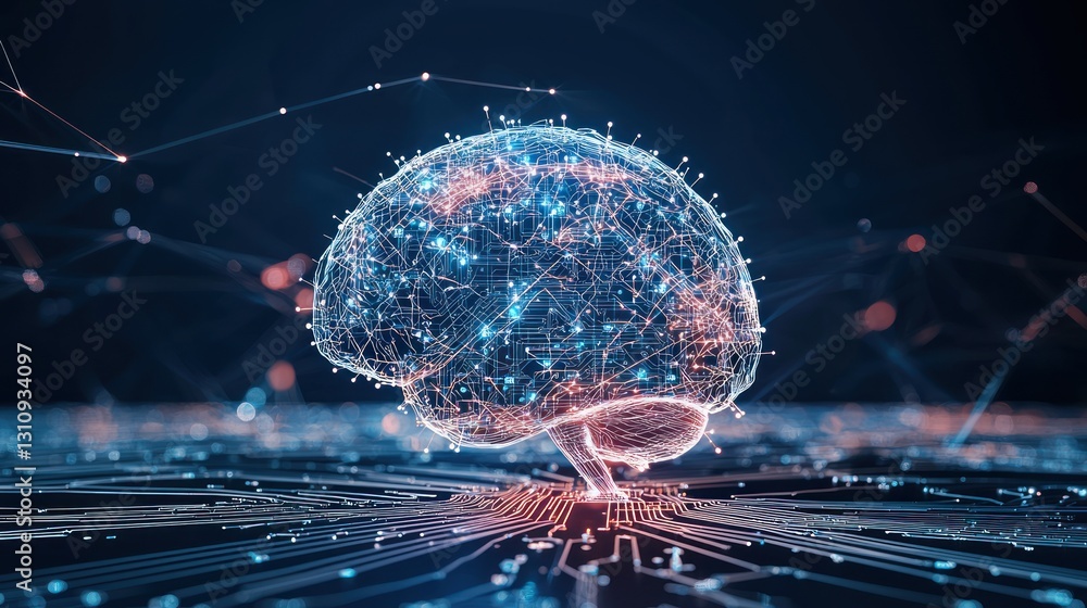 Aufkleber digital brain: neural network and ai concept