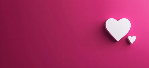 A pink background with two white hearts on it