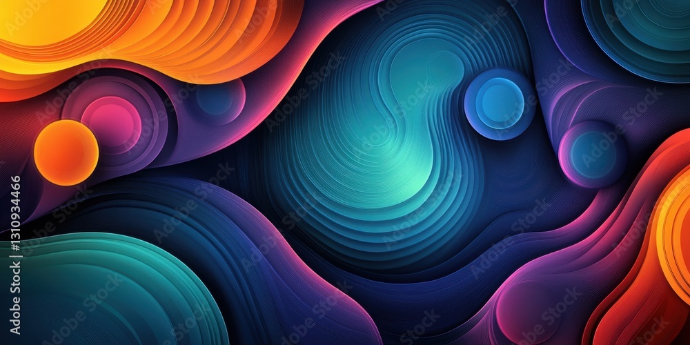 Poster a vibrant exploration of colorful swirls and circular patterns in abstract art and design
