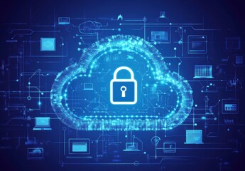 A blue cloud with a lock on it