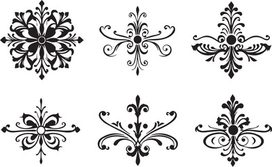 Set of decorative elements for flat design, ornaments, patterns. Hand drawn vector illustration	