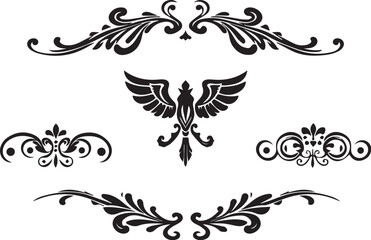 Set of decorative elements for flat design, ornaments, patterns. Hand drawn vector illustration	