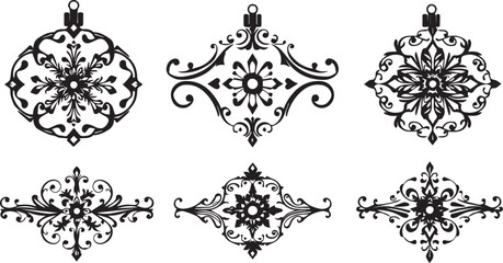 Set of decorative elements for flat design, ornaments, patterns. Hand drawn vector illustration	