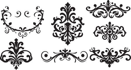 Set of decorative elements for flat design, ornaments, patterns. Hand drawn vector illustration	