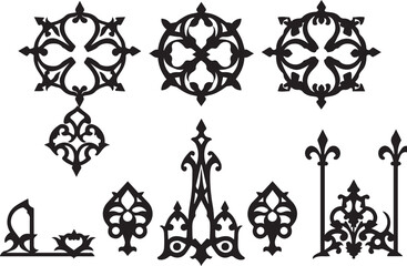 Fototapeta premium Set of decorative elements for flat design, ornaments, patterns. Hand drawn vector illustration 