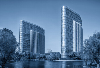 Captivating Urban Landscape with Modern Architectural Marvels Reflection