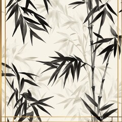 Obraz premium Elegant black and beige bamboo illustration.