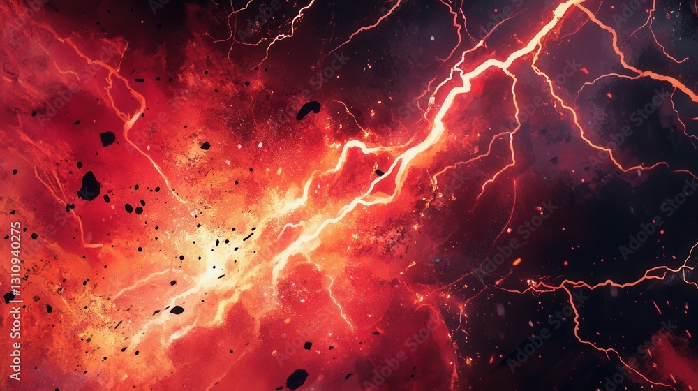 Poster abstract expression of chaos with red and black colors depicting anger through energetic strokes and