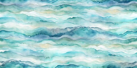 Obraz premium Serene Watercolor Waves An Abstract Teal and Green Undulating Pattern Ideal for Textile Designs, Wall Art Prints, and Digital Paper Projects