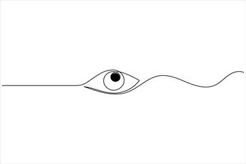 Human eye one line drawing and isolated continuous outline vector illustration icon
