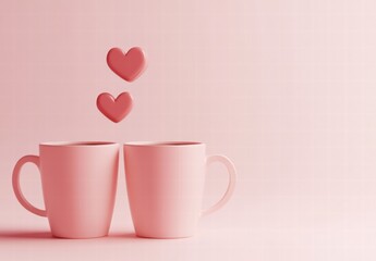 Two pink cups with hearts on them