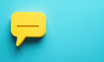 Naklejka premium A yellow speech bubble with a line through it is on a blue background
