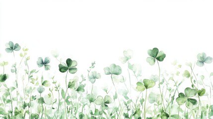 Watercolor clover isolated on white background, Lucky clover leaves with four leaf,Clover flowers background,Patricks day watercolor clipart,Spring flower pattern,St. Patrick s day seamless pattern.