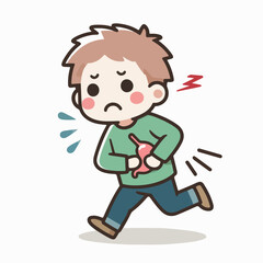 vector illustration of person with stomach ache