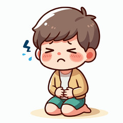 vector illustration of person with stomach ache