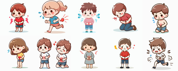 vector illustration of person with stomach ache