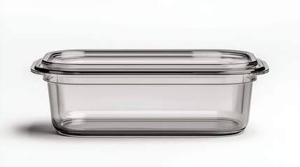 A clear glass storage container with a rectangular shape and a fitted lid, ideal for food storage and organization.