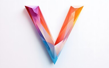 100. Letter V in a geometric, sharp style placed on a white background