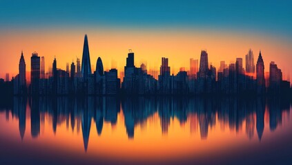 Fototapeta premium London Skyline Sunrise Reflection