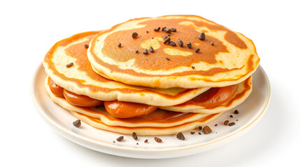 Stuffed pancakes on white background