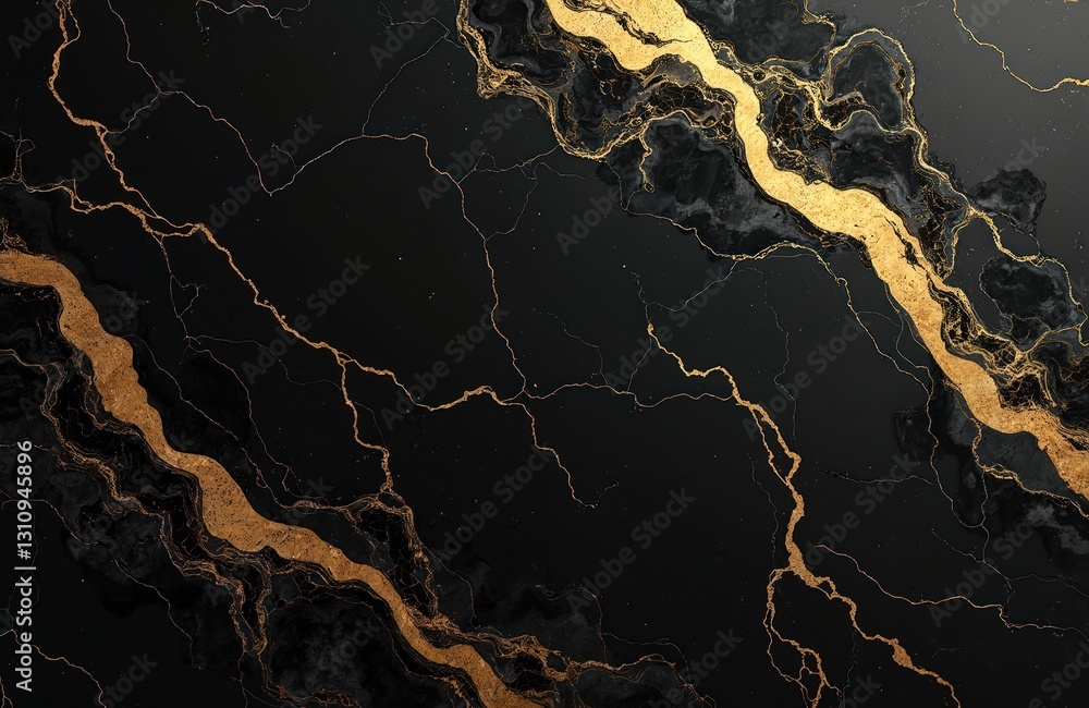Poster luxury black marble background with gold veins pattern. marbled texture with abstract fluid golden s