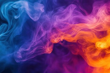 Fototapeta premium vibrant liquid gradient transitioning seamlessly from electric blue to neon purple to fiery orange, creating a dynamic, flowing abstract background with depth and dimension