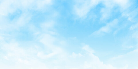 Vibrant Blue Sky with White Clouds in a Beautiful Summer Day photo. Vector illustration.
