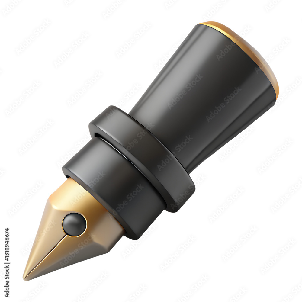 Aufkleber pen nip icon in black. 3d rendering isolated on white background. cartoon plastic style