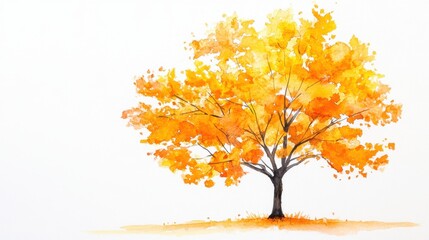 Fototapeta premium Watercolor hand drawn of autumn trees,red maple tree on white background,hand drawn watercolor vector illustration,Autumn forest path,red orange foliage in fall forest.