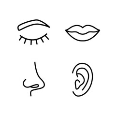 A set of icons for eyes, mouth, nose and ears.