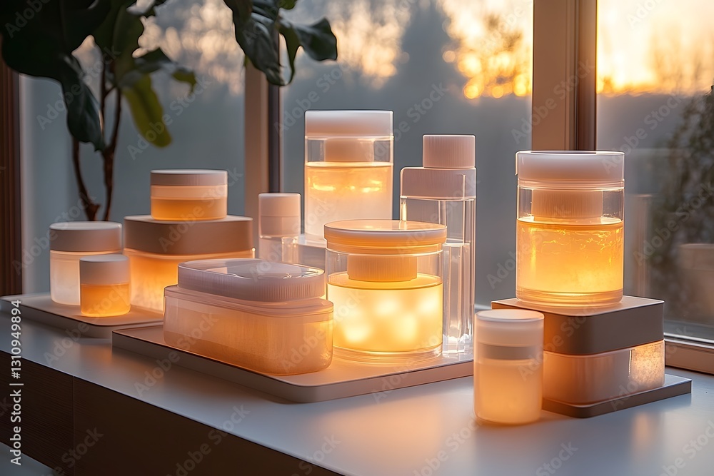 Aufkleber modular packaged home essentials with soft lighting and gradient backdrop