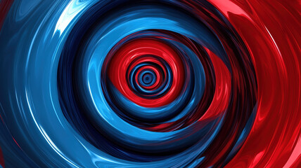 Hypnotic Blue and Red Spiral Tunnel Abstract Digital Art Vortex Illusion Dimensional Swirl