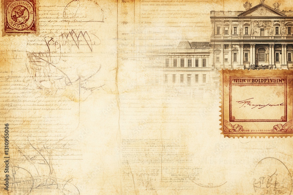 Poster experience nostalgia with aged political documents featuring warm sepia tones and faded ink stamps i
