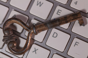 rusty computer key on the keyboard