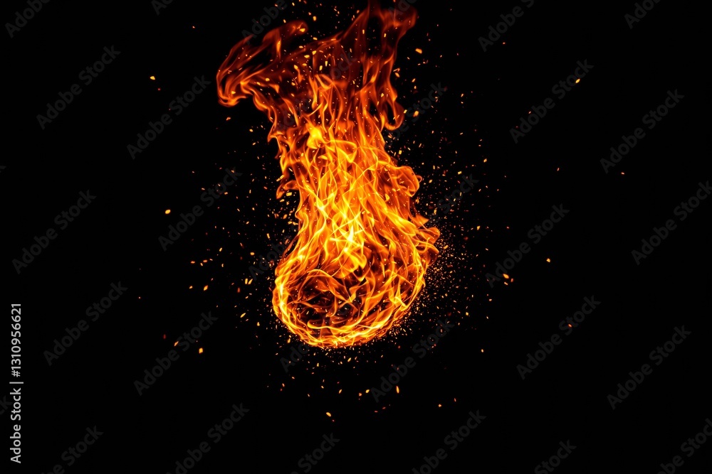 Poster abstract flame shape on black background.