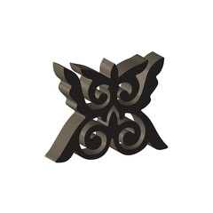 3D figure of ornament, Kazakh decorative symbol. Vector illustration