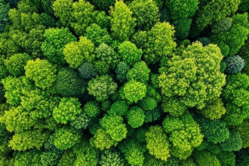 Aerial view of green forest canopy.